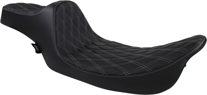 Drag Specialties Extended Reach Predator III Seat – Double Diamond – Black w/ Silver Stitching – FL '99-'07