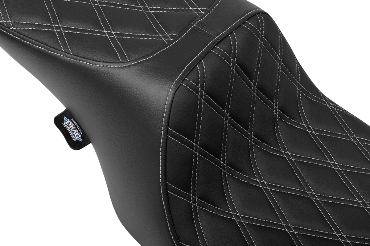 Drag Specialties Predator 2-Up Seat – Vinyl – Double Diamond – Silver Stitching- w/o Backrest – FL '97-'07 – view 2