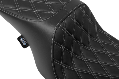 Drag Specialties Predator 2-Up Seat – Vinyl – Double Diamond – Silver Stitching- w/o Backrest – FL '97-'07 – view 2