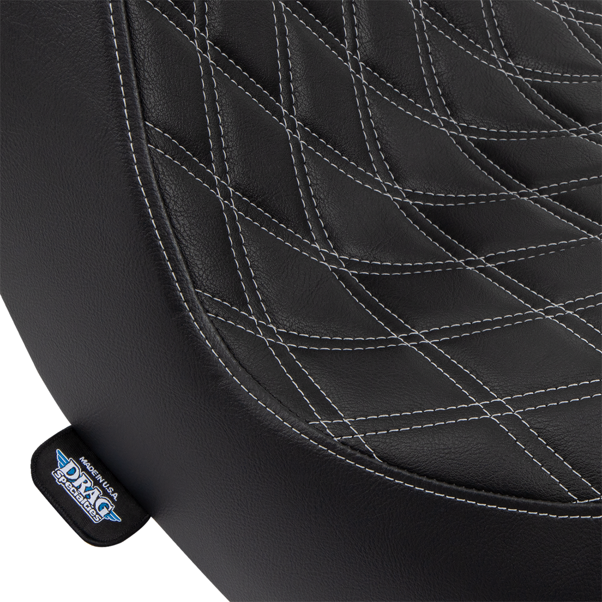 Drag Specialties Predator III 2-Up Seat – Vinyl – Double Diamond – Silver Stitching – FL/FX '18-'24 – view 4