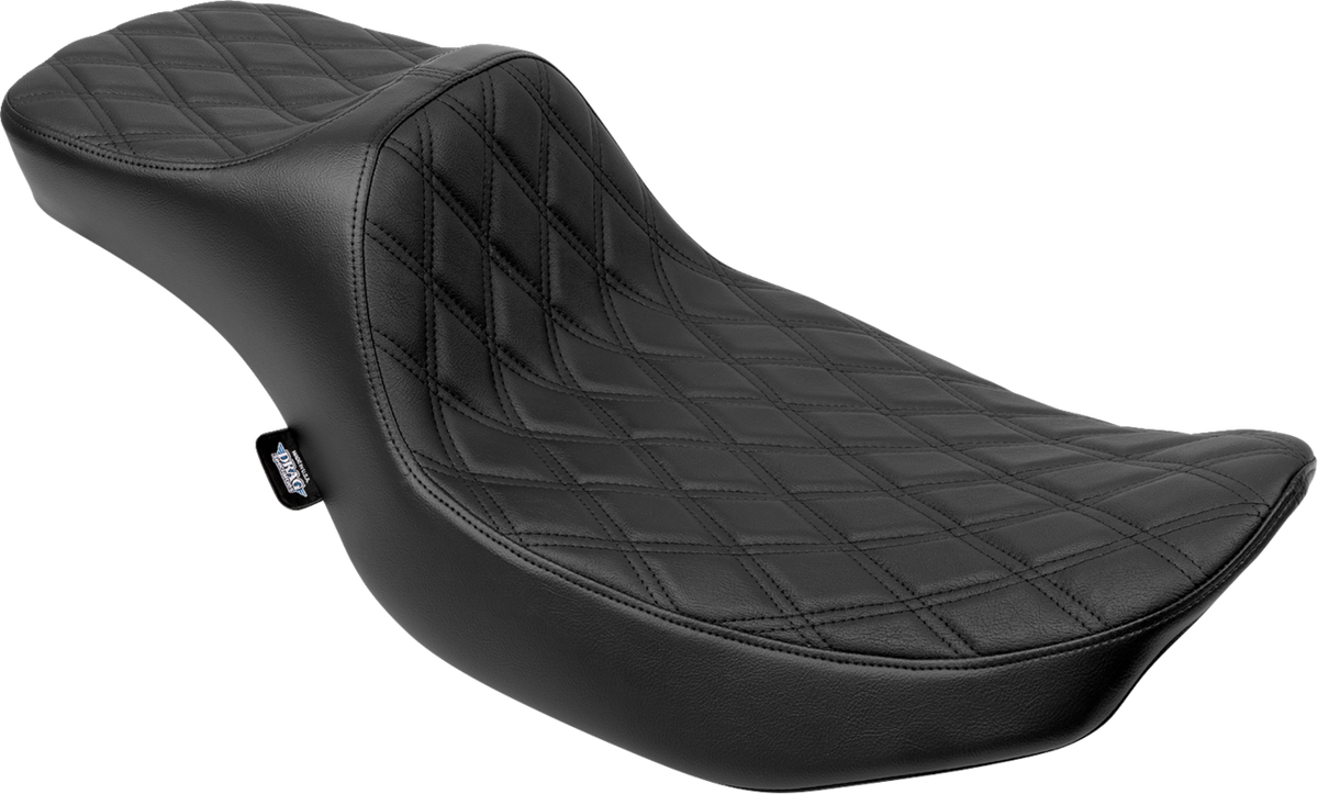 Drag Specialties Extended Reach Predator III Seat – Double Diamond – Black Stitching – Vinyl – FLH/FLT '23-'24