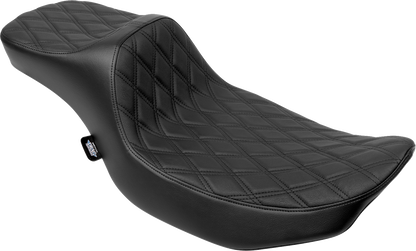 Drag Specialties Extended Reach Predator III Seat – Double Diamond – Black Stitching – Vinyl – FLH/FLT '23-'24