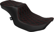 Drag Specialties Predator 2-Up Seat – Vinyl – Double Diamond Red Stitch – w/o Backrest – FLT/FLH '23-'24