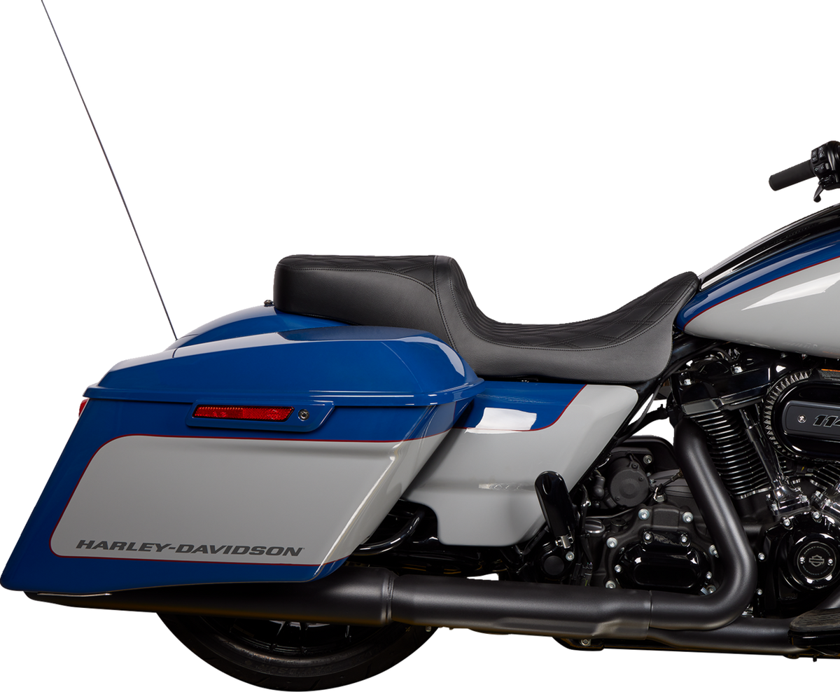 Drag Specialties Predator 2-Up Seat – Vinyl – Double Diamond Black Stitch – w/o Backrest – FL '08-'23 – view 3