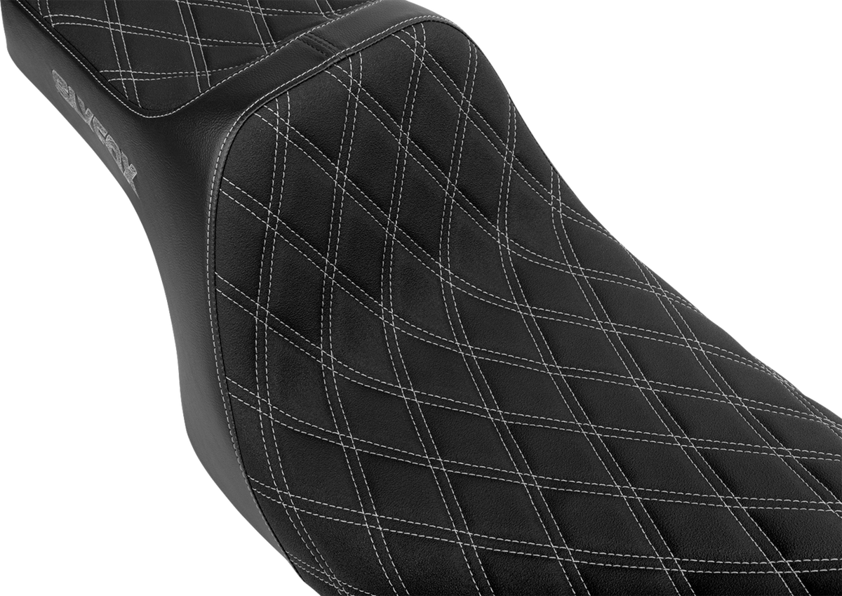 Slyfox High Noon Seat – Double Diamond – Silver Logo – Silver Stitch – FLH/FLT '08-'25 – view 2