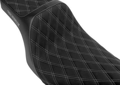 Slyfox High Noon Seat – Double Diamond – Silver Logo – Silver Stitch – FLH/FLT '08-'25 – view 2