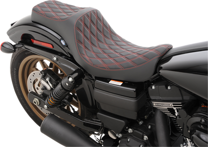 Drag Specialties Predator III Seat – Double Diamond – Red Stitching – FXD/FLD '06-'17