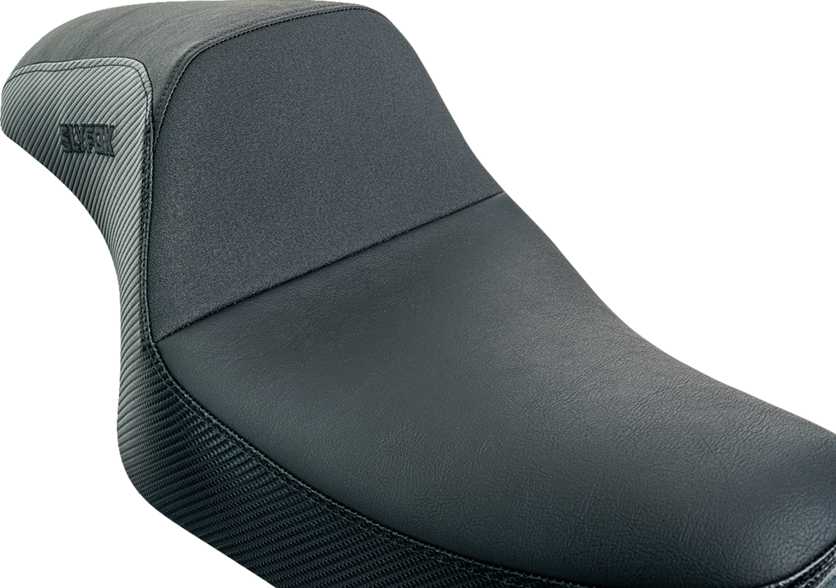 Slyfox Drifter Seat – Black Logo – Black Vinyl w/ Slipstop – Carbon Fiber – XL '04-'22 – view 3