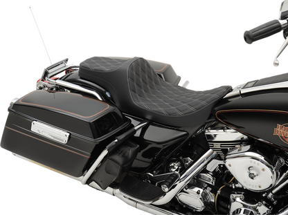 Drag Specialties Predator III Seat – Double Diamond – Silver Stitched – FLHR/FLHX '99-'07 – view 3