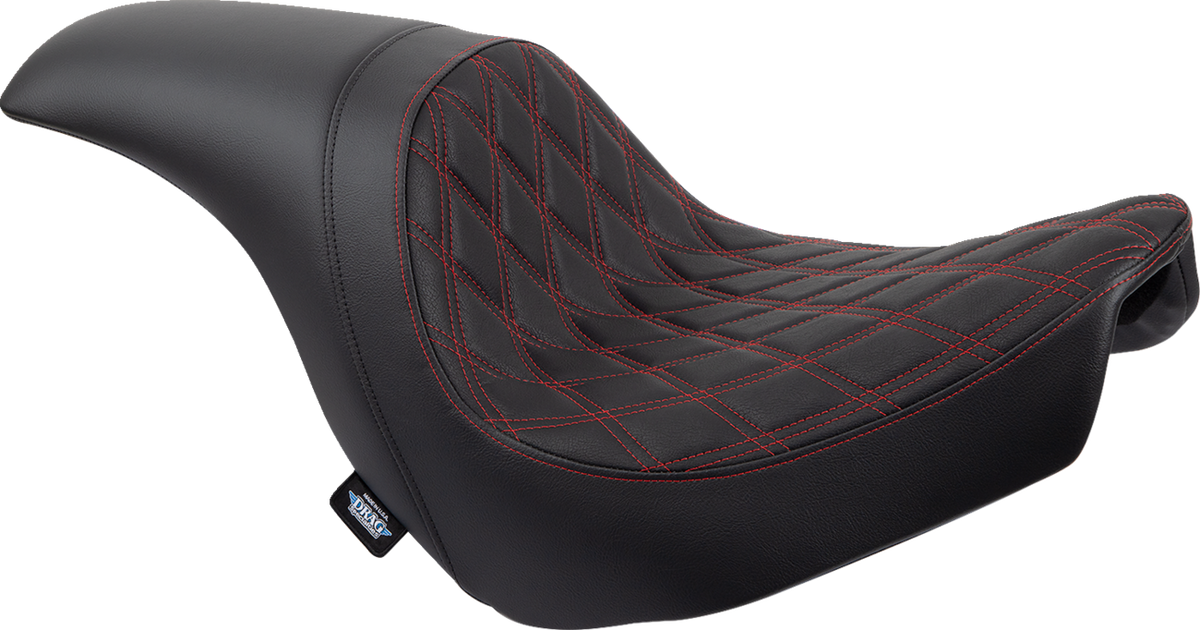 Drag Specialties Predator Seat – Double Diamond w/ Red Sitching – Vinyl – FLSB/FXLR '18-'23