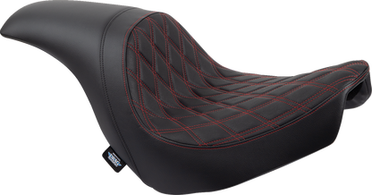 Drag Specialties Predator Seat – Double Diamond w/ Red Sitching – Vinyl – FLSB/FXLR '18-'23