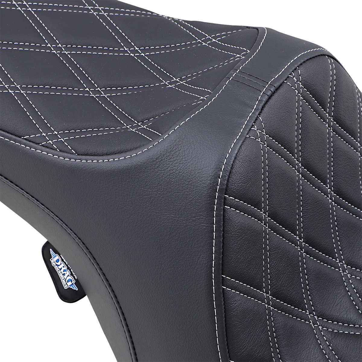 Drag Specialties Predator III Seat – Double Diamond – Silver Stitched – FLHR/FLHX '99-'07 – view 2