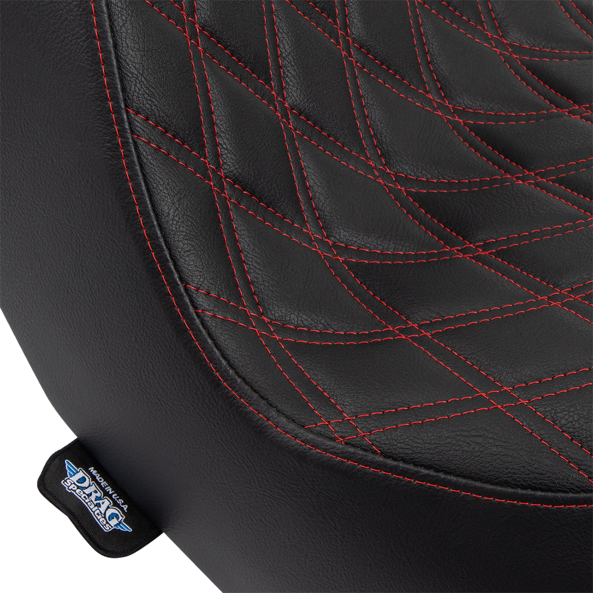Drag Specialties Predator III 2-Up Seat – Vinyl – Double Diamond – Red Stitching – FL/FX '18-'24 – view 4