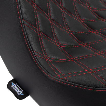 Drag Specialties Predator III 2-Up Seat – Vinyl – Double Diamond – Red Stitching – FL/FX '18-'24 – view 4
