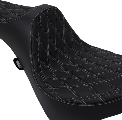 Drag Specialties Predator III Seat – Double Diamond – Silver Stitching – FL/FX '18-'23 – view 2