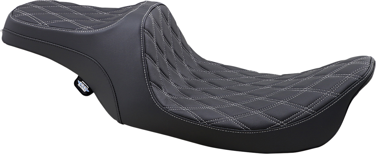 Drag Specialties Predator III Seat – Double Diamond – Silver Stitched – FLHR/FLHX '99-'07