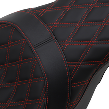 Drag Specialties Forward Positioned Predator 2-Up Seat – Double Diamond – Red Stitched – FL '08-'23 – view 2