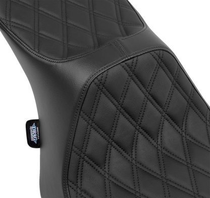 Drag Specialties Predator III 2-Up Seat – Vinyl – Double Diamond – Black Stitching – FLT/FLH '23-'24 – view 2