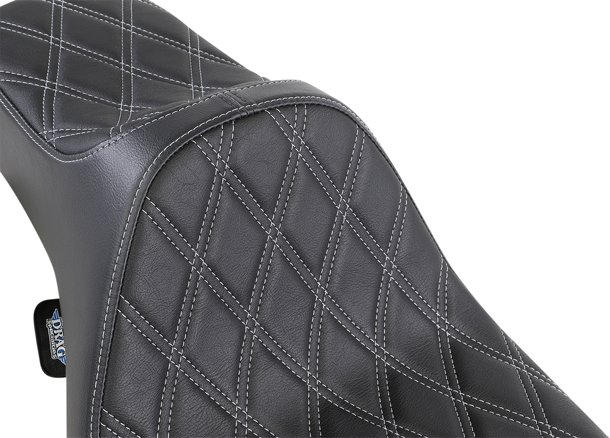 Drag Specialties Extended Reach Predator III Seat – Double Diamond – Black w/ Silver Stitching – FL '99-'07 – view 3