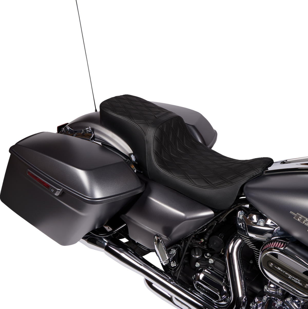 Drag Specialties Predator 2-Up Seat – Vinyl – Double Diamond – w/o Backrest – FLH/FLTR '08-'23 – view 3