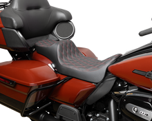 Drag Specialties Predator III Seat – Extended Reach – Double Diamnd – Red Stitching – FLH/FLT '08-'24 – view 2