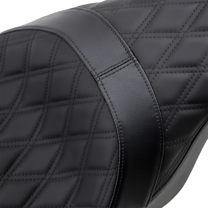 Drag Specialties Forward Positioned Predator 2-Up Seat – Double Diamond – Black Stitching – FL '08-'23 – view 2