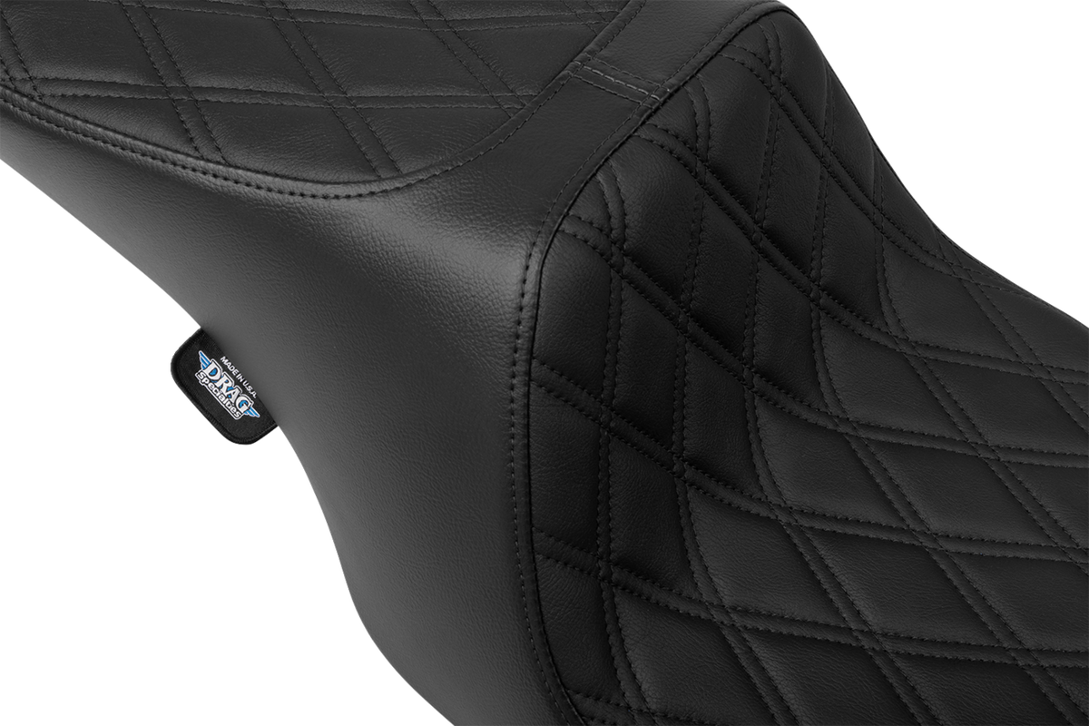 Drag Specialties Predator 2-Up Seat – Vinyl – Double Diamond – Black Stitching- w/o Backrest – FL '97-'07 – view 3