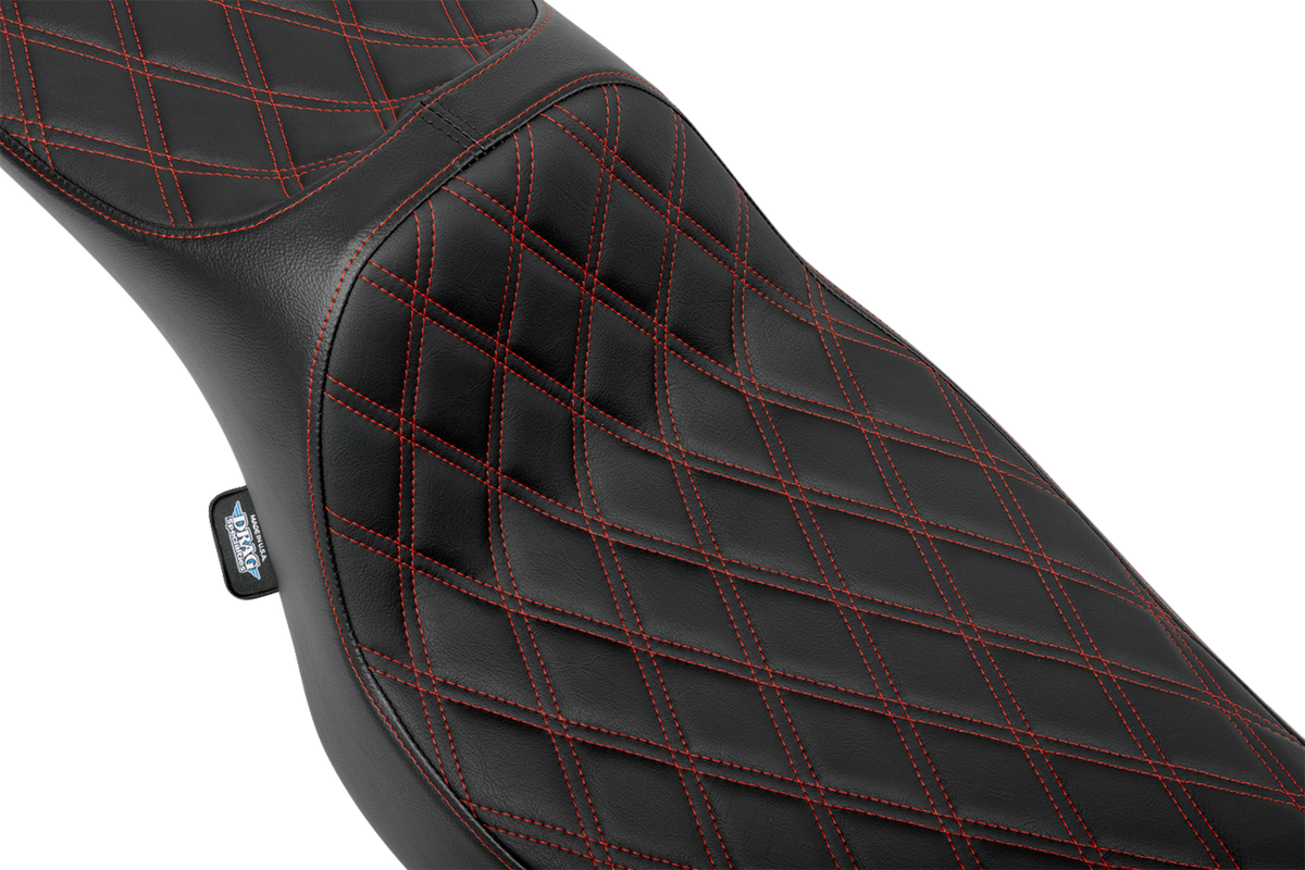 Drag Specialties Extended Reach Predator III Seat – Double Diamond – Red Stitching – Vinyl – FLH/FLT '23-'24 – view 2