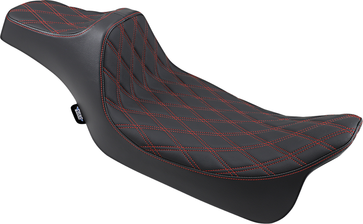Drag Specialties Predator III Seat – Extended Reach – Double Diamond – Red Stitched – FL '08-'23