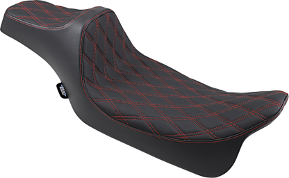Drag Specialties Predator III Seat – Extended Reach – Double Diamond – Red Stitched – FL '08-'23