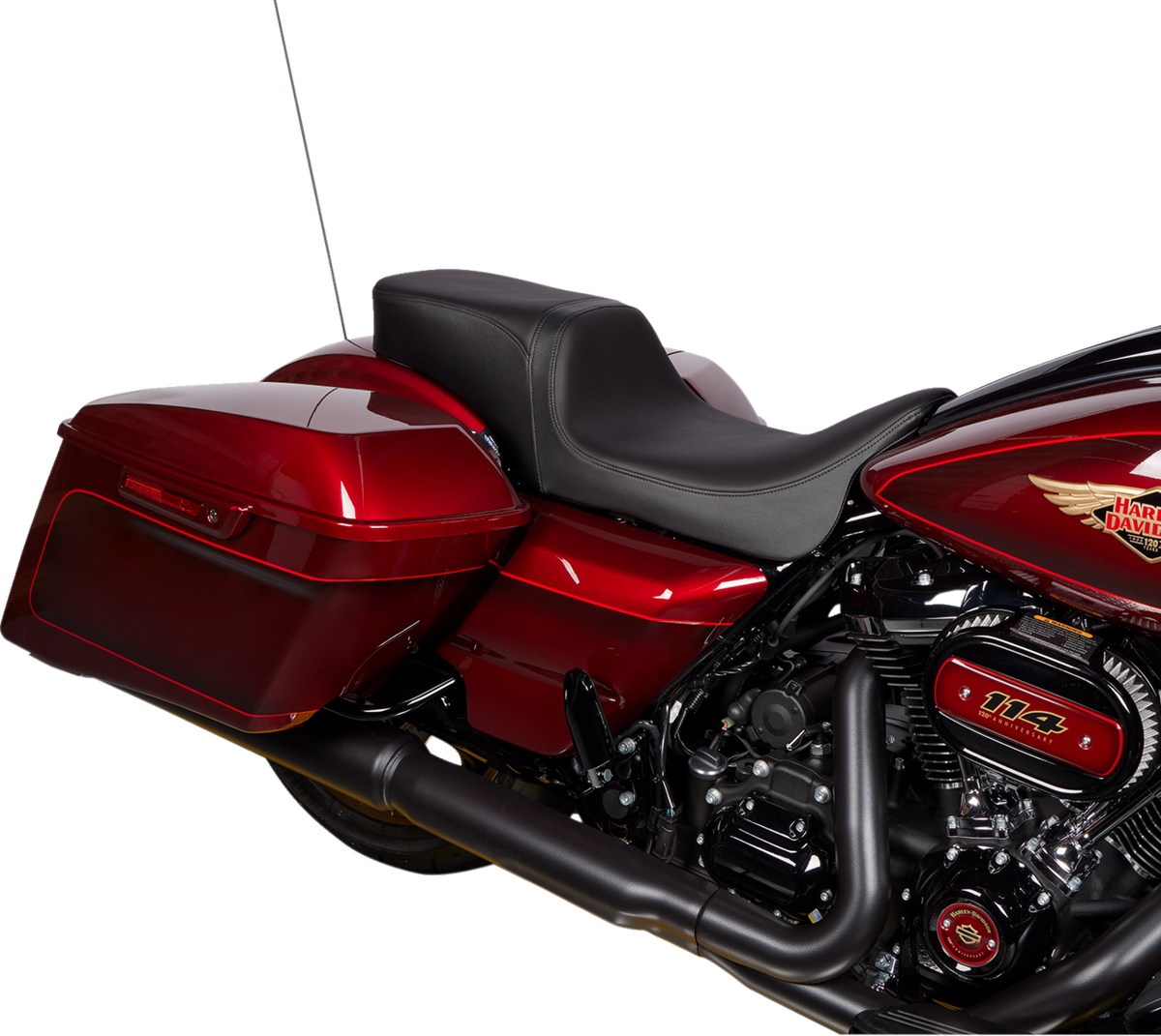Drag Specialties Predator 2-Up Seat – Solar Leather – Black – Smooth – w/o Backrest – FL '08-'23 – view 3
