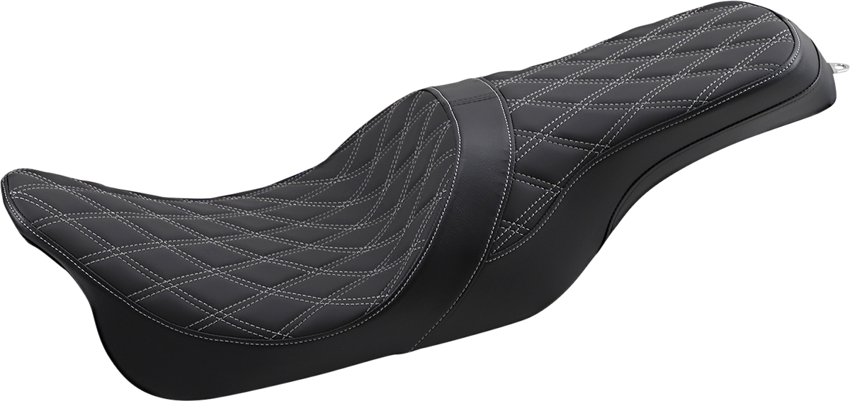 Drag Specialties Forward Positioned Predator 2-Up Seat – Double Diamond – Silver Stitched – FL '08-'23