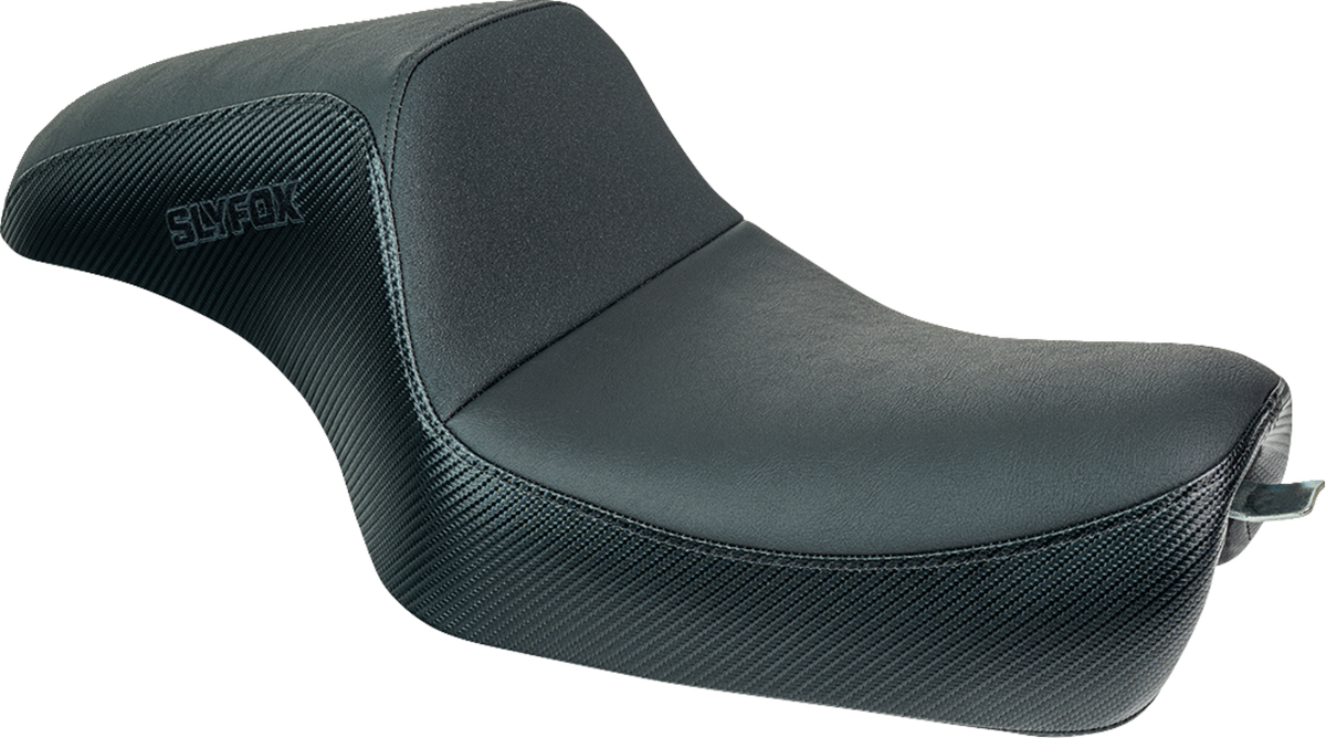 Slyfox Drifter Seat – Black Logo – Black Vinyl w/ Slipstop – Carbon Fiber – XL '04-'22