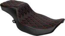 Drag Specialties Performance Predator 2-Up Seat – Extended Reach – Vinyl – Red Double Diamond Stitch
