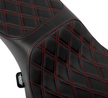 Drag Specialties Performance Predator 2-Up Seat – Extended Reach – Vinyl – Red Double Diamond Stitch – view 2