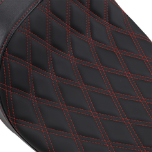 Drag Specialties Predator 2-Up Seat – Double Diamond – Red Stitching – FL '08-'23 – view 2