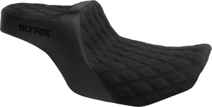 Slyfox High Noon Seat – Double Diamond – Black Logo – Black Stitch – FLH/FLT '23-'25 – view 2