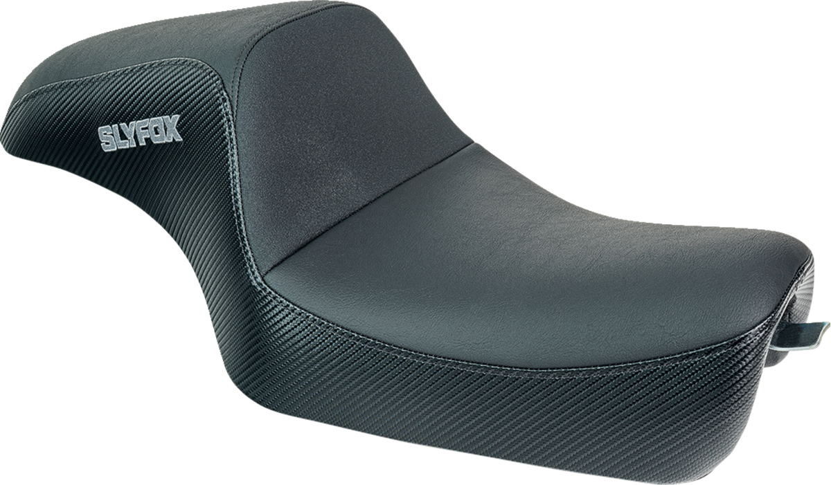 Slyfox Drifter Seat – Gray Logo – Black Vinyl w/ Slipstop – Carbon Fiber – XL '04-'22