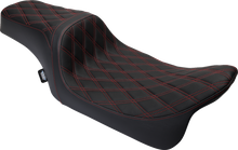 Drag Specialties Predator 1Up Seat – Vinyl – Double Diamond Red Stitch – FLH '08-'23
