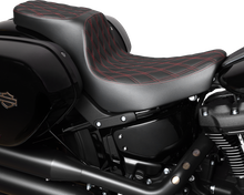 Drag Specialties Predator 2-Up Seat – Vinyl – Double Diamond – Red Stitching – FLSB/FXLRS '18-'24 – view 2