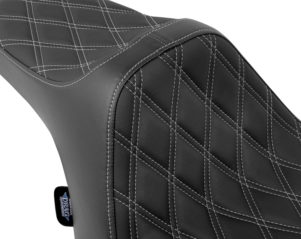 Drag Specialties Predator III Seat – Double Diamond – Silver Stitched – FLT/FLH '23-'24 – view 4