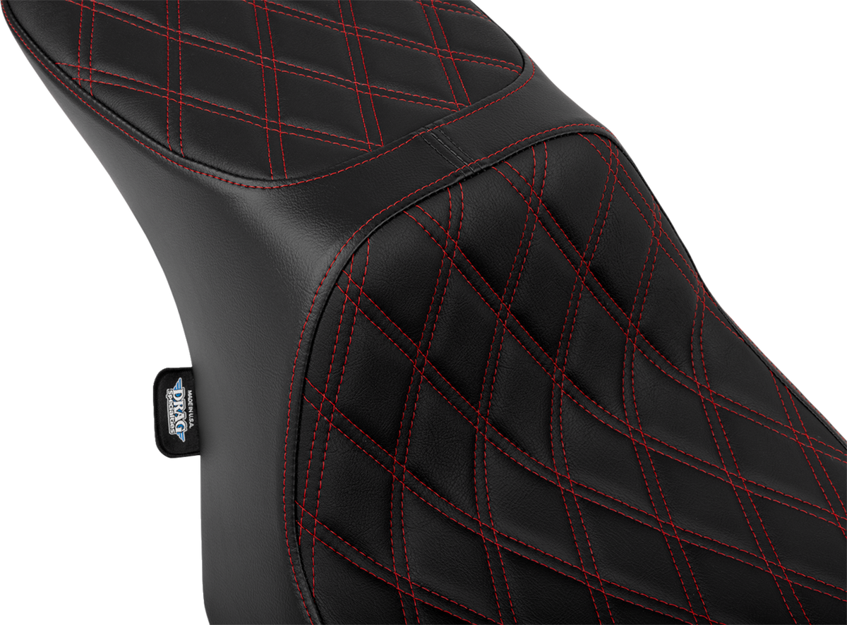 Drag Specialties Predator 2-Up Seat – Vinyl – Double Diamond Red Stitch – w/o Backrest – FLT/FLH '23-'24 – view 2