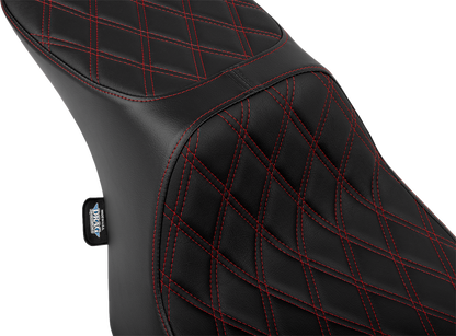Drag Specialties Predator 2-Up Seat – Vinyl – Double Diamond Red Stitch – w/o Backrest – FLT/FLH '23-'24 – view 2