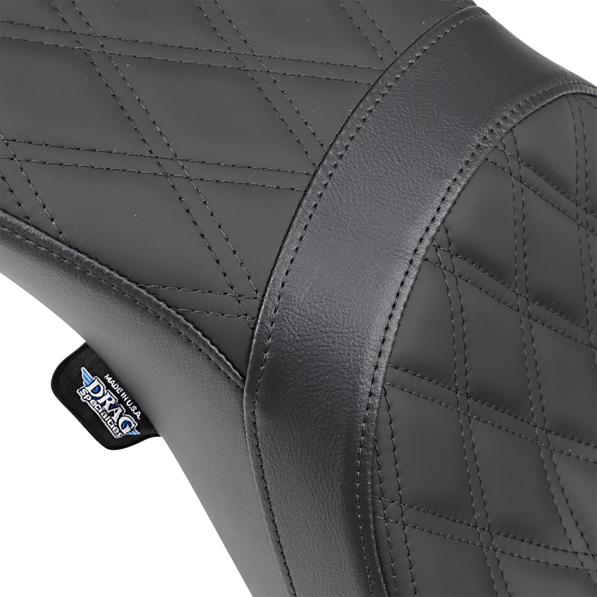 Drag Specialties Predator 2-Up Seat – Double Diamond – Black – FXD/FLD '06-'17 – view 2