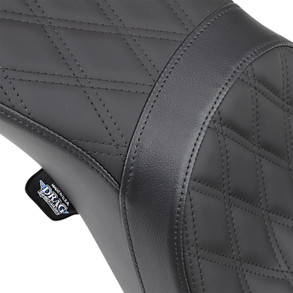 Drag Specialties Predator 2-Up Seat – Double Diamond – Black – FXD/FLD '06-'17 – view 2