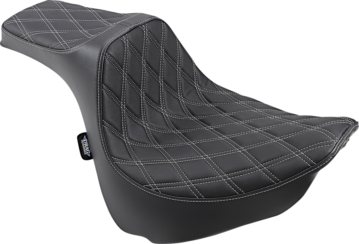 Drag Specialties Predator III Seat – Double Diamond – Silver Stitched – FXFB/S '18-'23