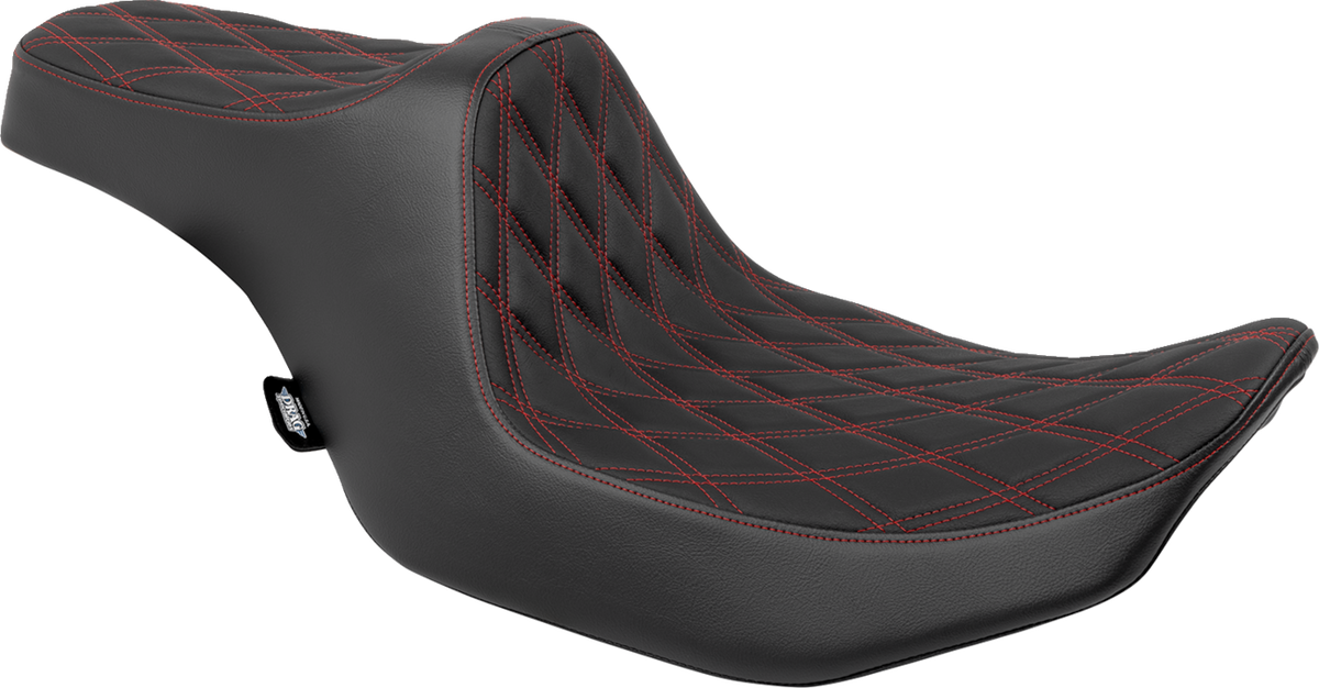 Drag Specialties Predator III Seat – Double Diamond – Red Stitched – FLT/FLH '23-'24 – view 3