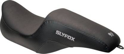 Slyfox Drifter Seat – Gray Logo – Smooth Vinyl – Carbon Fiber – FL '08-'23 – view 2