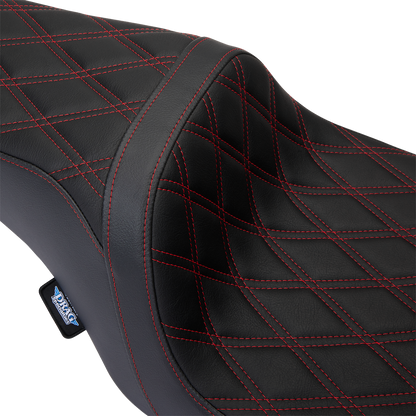 Drag Specialties Predator 1Up Seat – Vinyl – Double Diamond Red Stitch – FLH '08-'23 – view 4