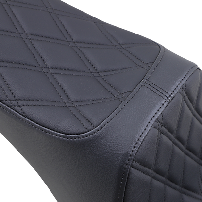 Drag Specialties Predator III 2-Up Seat – Vinyl – Double Diamond – Black Stitching – Softail '06-'17 – view 2